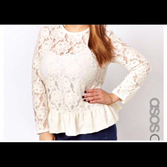 ASOS curve lace peplum top. - Picture 1 of 3